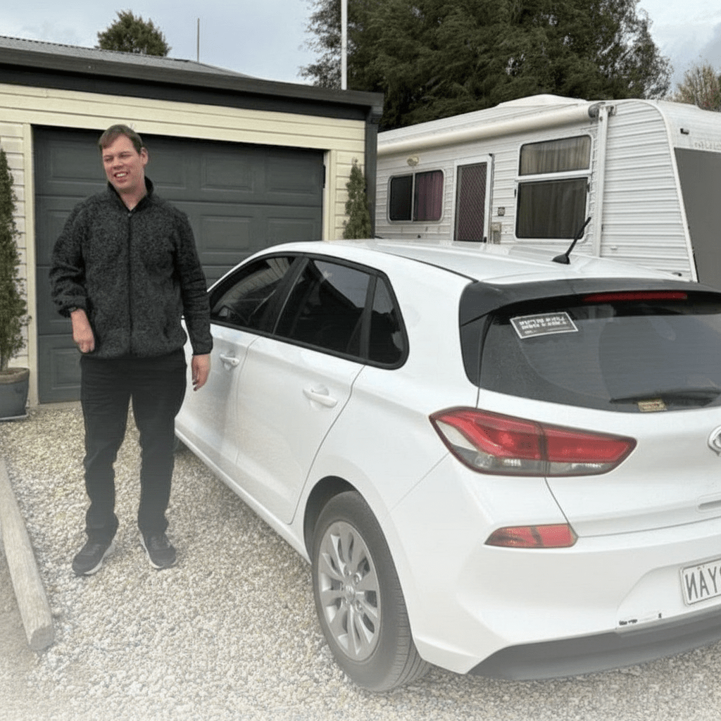 person with cerebral palsy with a car 